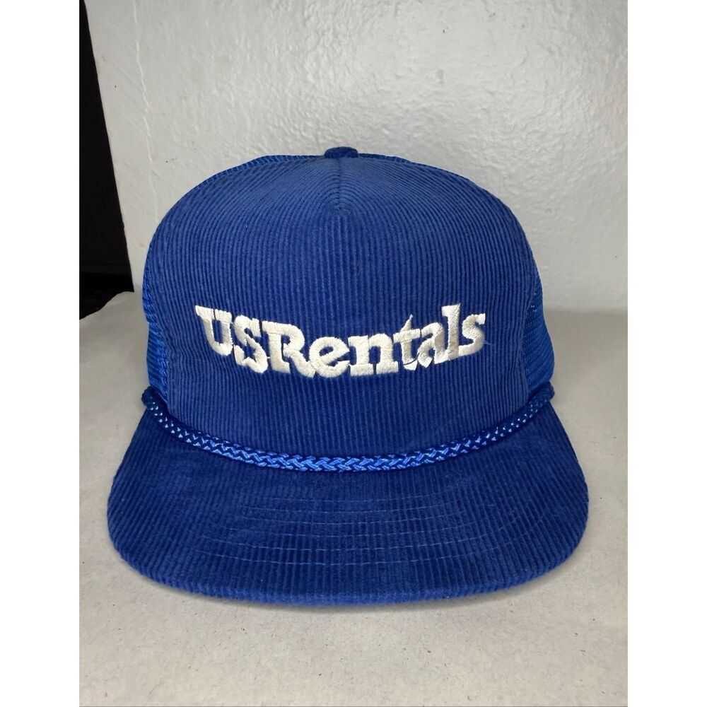 Vintage US Rentals Corduroy Trucker Hat Blue Snapback‎